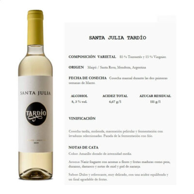 Vino Santa Julia Tardio Blanco Botella 500ml - Image 4