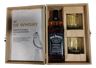 Box Jack Daniels N°7 1l + 2 Vasos + Caja De Madera