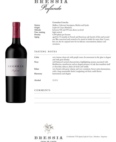 Bressia Profundo Vino Blend Caja X6u 750ml Luján De Cuyo - Image 4