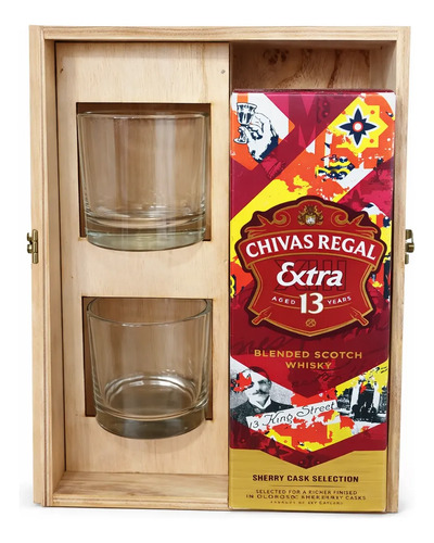 Chivas 13 700ml+2 Vasos En Estuche De Madera Giftbox - Image 2
