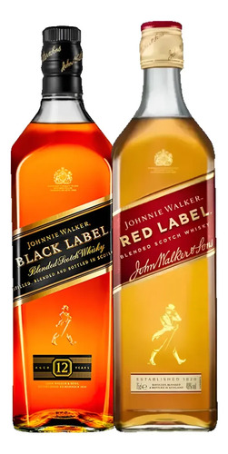 Whisky Combo Johnnie Walker Red Label + Black Label 1 Litro