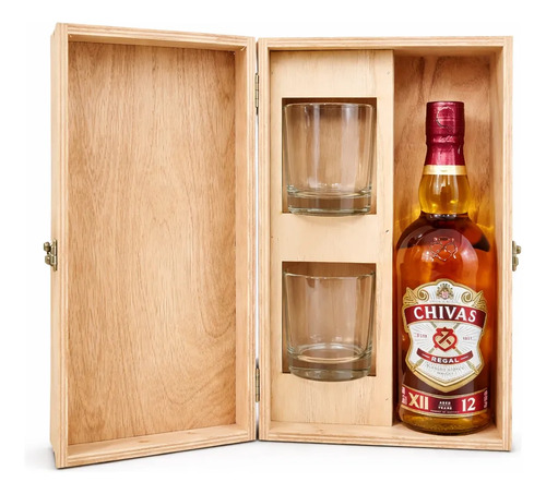 Chivas Regal 12 Años 700ml+2 Vasos En Estuche Madera Giftbox