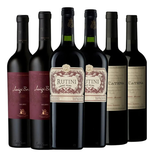 Combo Vinos Malbec X6 : Rutini+ Luigi Bosca+ Dv Catena