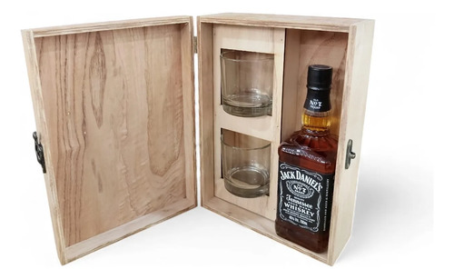Jack Daniels N° 7 700ml + 2 Vasos Estuche Madera Gift Box
